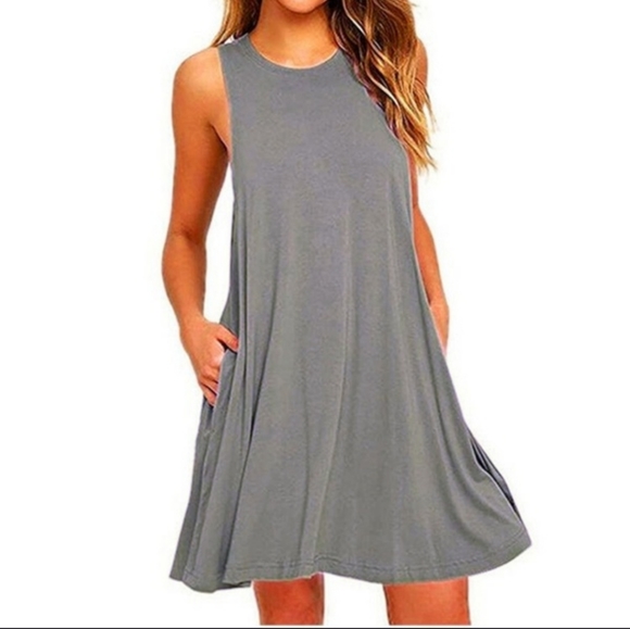 Women's dress comfortable beach dress solid color - Picture 5 of 8